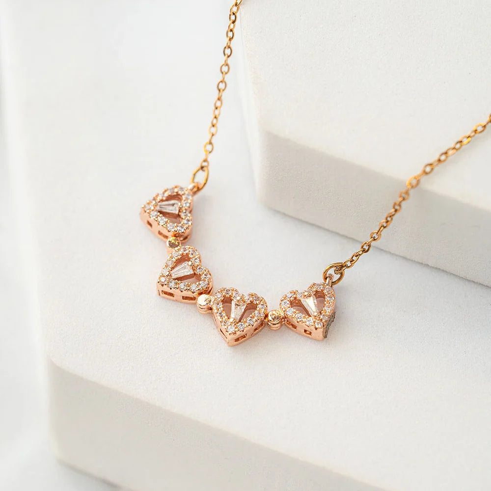 Magnetic clover Heart  gold plated Necklace