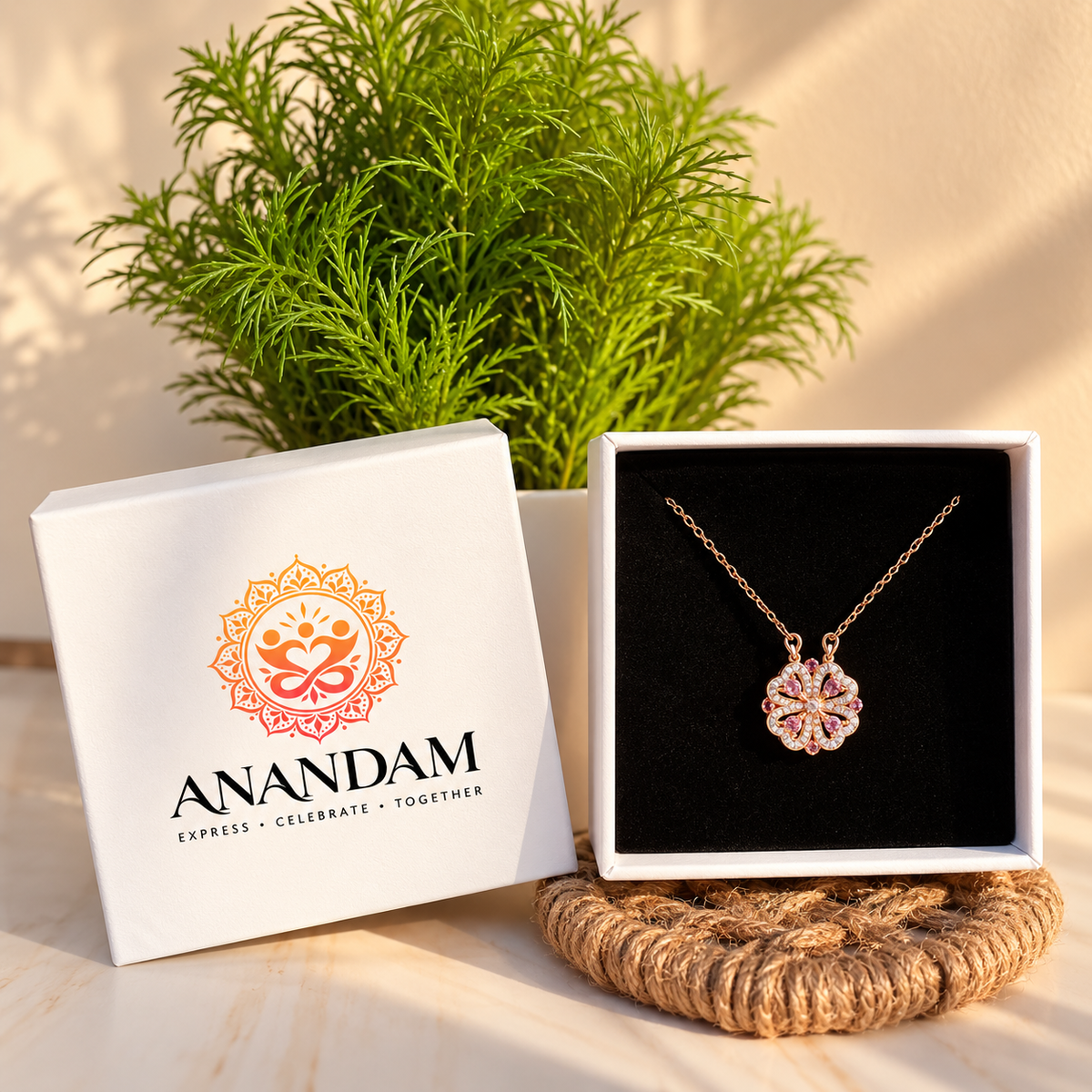 Magnetic clover Heart  gold plated Necklace